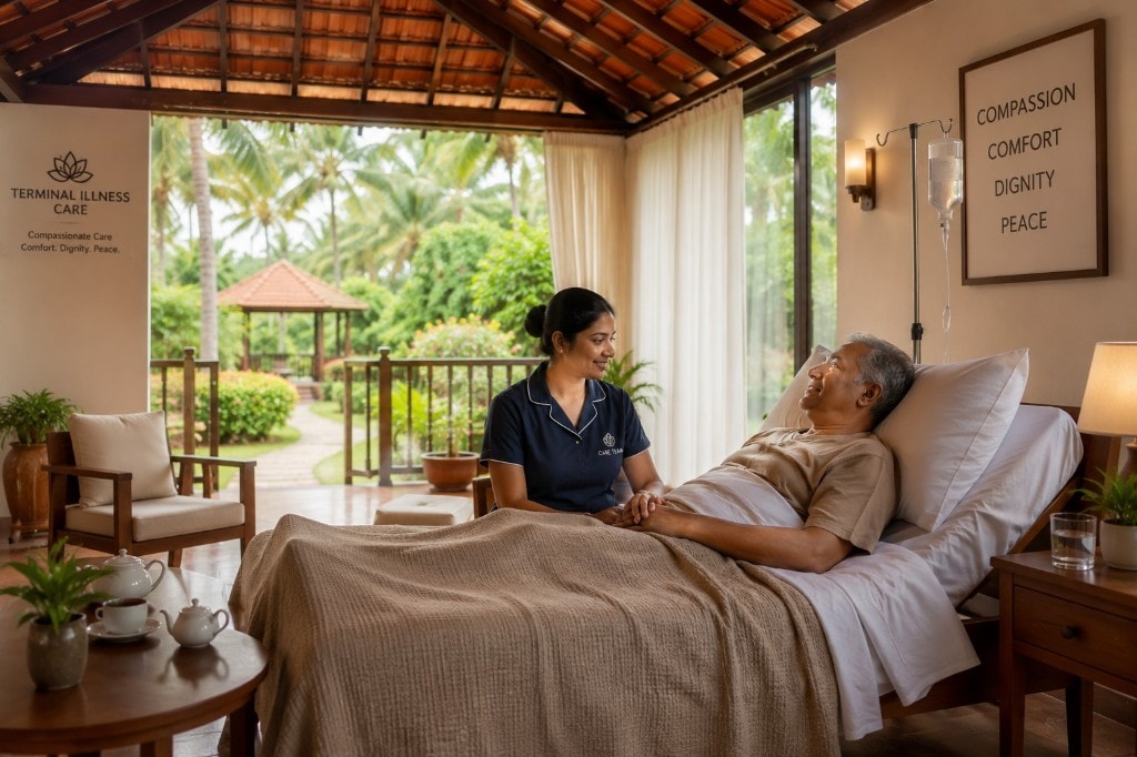 Integrated complex care consultation with physician-led assessment in a Saukhyabharathi care room
